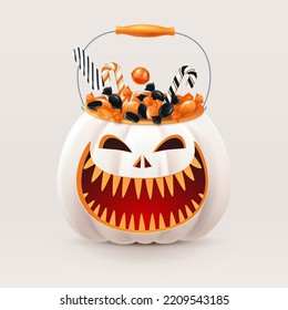 Halloween background, pumpkins set. Greeting card for party and sale. Autumn holidays. Vector illustration EPS10.
