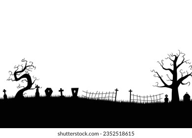 halloween background with pumpkins, spooky tree, vintage haunted house, and bats flying over cemetery