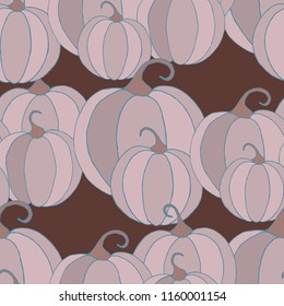Halloween Background with Pumpkins of Strange Colors. Seamless Autumn Pattern. Unconventionally Colored Texture for Textile, Decoration, Wrapping Paper