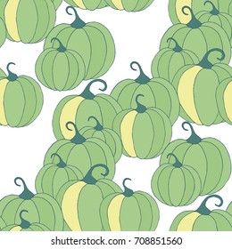 Halloween Background with Pumpkins of Strange Colors. Seamless Autumn Pattern. Unconventionally Colored Texture for Textile, Decoration, Wrapping Paper
