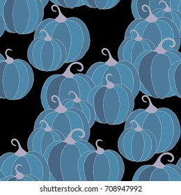 Halloween Background with Pumpkins of Strange Colors. Seamless Autumn Pattern. Unconventionally Colored Texture for Textile, Decoration, Wrapping Paper