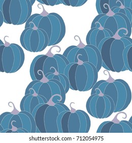 Halloween Background with Pumpkins of Strange Colors. Seamless Autumn Pattern. Unconventionally Colored Texture for Textile, Decoration, Wrapping Paper