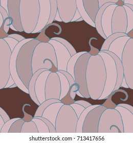 Halloween Background with Pumpkins of Strange Colors. Seamless Autumn Pattern. Unconventionally Colored Texture for Textile, Decoration, Wrapping Paper