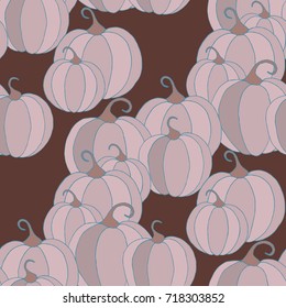 Halloween Background with Pumpkins of Strange Colors. Seamless Autumn Pattern. Unconventionally Colored Texture for Textile, Decoration, Wrapping Paper