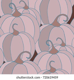 Halloween Background with Pumpkins of Strange Colors. Seamless Autumn Pattern. Unconventionally Colored Texture for Textile, Decoration, Wrapping Paper