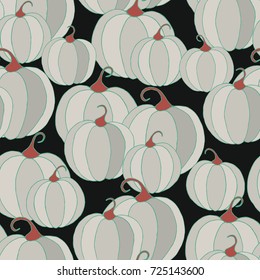 Halloween Background with Pumpkins of Strange Colors. Seamless Autumn Pattern. Unconventionally Colored Texture for Textile, Decoration, Wrapping Paper