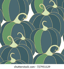 Halloween Background with Pumpkins of Strange Colors. Seamless Autumn Pattern. Unconventionally Colored Texture for Textile, Decoration, Wrapping Paper