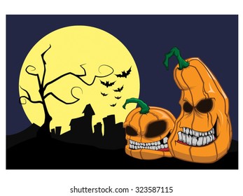 Halloween background with pumpkins vector art