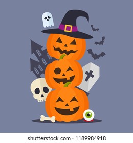 Halloween background with pumpkins. Vector illustration