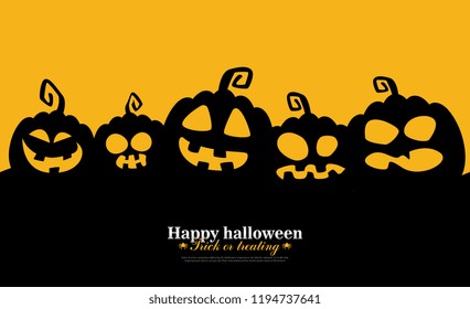 Halloween Background with pumpkins. Vector illustration for banner, poster, greeting card and party invitation.