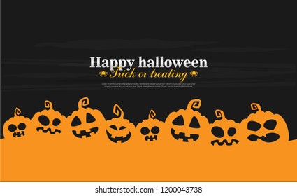 Halloween Background with pumpkins. Vector illustration for banner, poster, greeting card and party invitation.