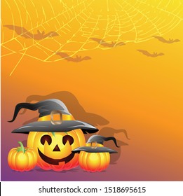 Halloween background with pumpkins vector illustration