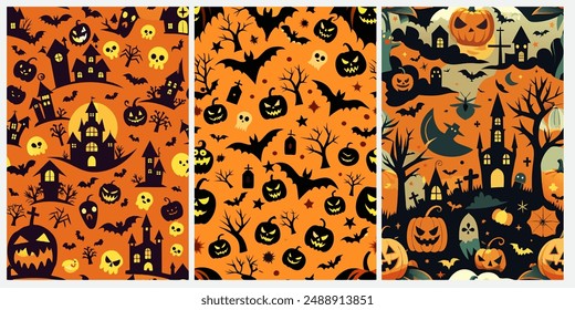 halloween background with pumpkins Vector illustration