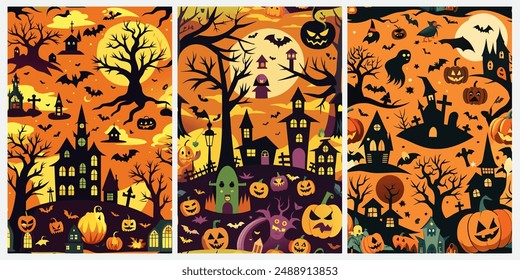 halloween background with pumpkins Vector illustration