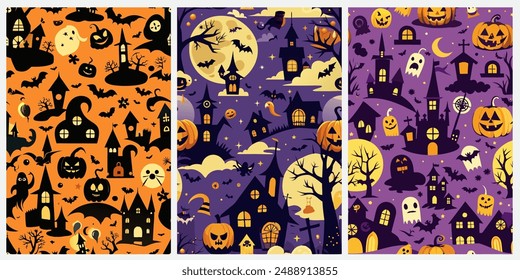 halloween background with pumpkins Vector illustration