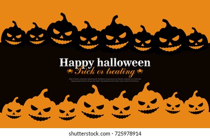 Halloween Background with pumpkins. Vector illustration for banner, poster, greeting card and party invitation.