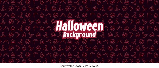 halloween background with pumpkins and witch hats pattern