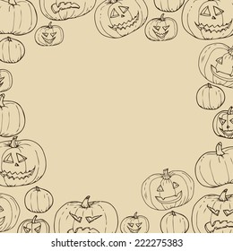 Halloween background with pumpkins for your design