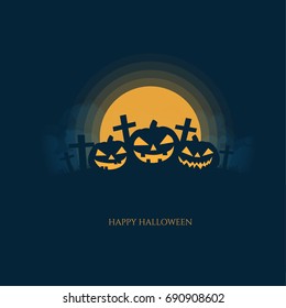 halloween background with pumpkins,silhouette vector  illustration.
