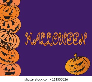 Halloween background with pumpkins/Vector illustration
