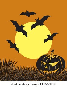 Halloween background with pumpkins/Vector illustration