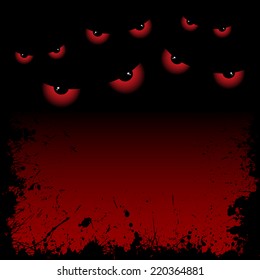 Halloween background with red eyes and grunge frame. eps10