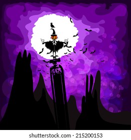 halloween background with scarecrow