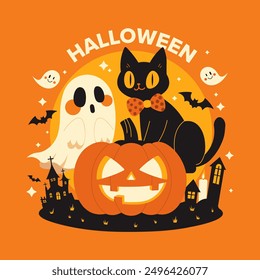 Halloween background with scary elements