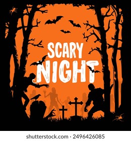 Halloween background with scary elements