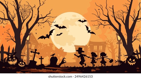 Halloween background with scary elements