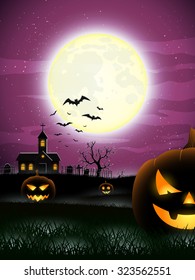 Halloween background - Scary field. Vector illustration.