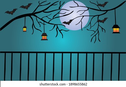 Fondo de Halloween, fondo asustado, murciélago volador