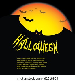 Halloween Background - Scary Flying Bats at Night in the Darkness