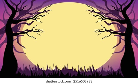 Halloween Background scary forest and tree