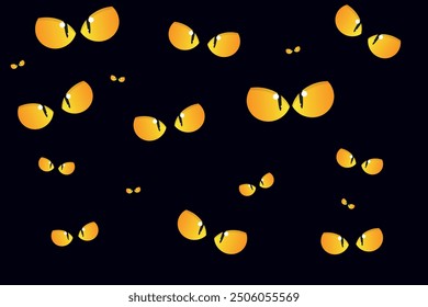 Halloween background scary glowing cat eyes