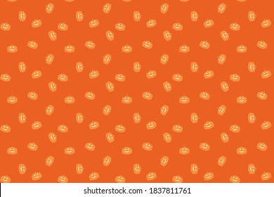 Halloween background with scary orange pumpkins on an orange background. Seamless vector illustration of halloween