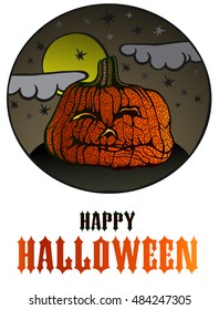 Halloween background with scary pumpkin 