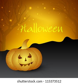 Halloween background with scary pumpkin. EPS 10.