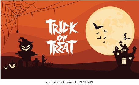 Halloween Background with scary Pumpkin Vector