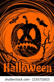 Halloween background with scary pumpkins. Vector Illustration.
