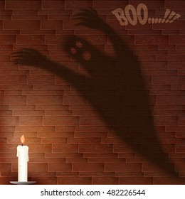 Halloween background with scary shadows on the brick wall.