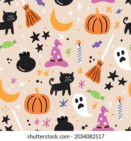 Halloween background. Halloween seamless pattern