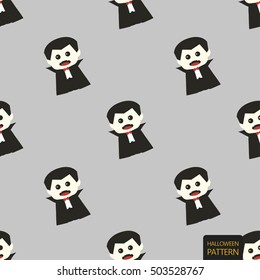 Halloween background seamless pattern, cartoon vector illustration. Dracula costume.