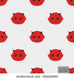 Halloween background seamless pattern, cartoon vector illustration. Red baby devil.