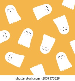 Halloween background. Seamless pattern of cute cartoon ghosts