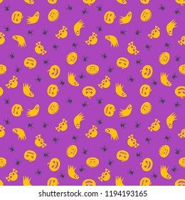 Halloween background. Seamless pattern design. Vector illustration