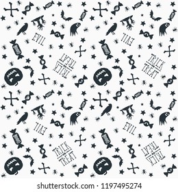 Halloween background. Seamless pattern design. Vector illustration