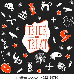 Halloween background. Seamless pattern design. Vector illustration.