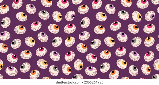Halloween background. Seamless pattern with eye-shaped lollipops. Vector design