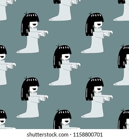 Halloween background. Seamless pattern with little vampires.